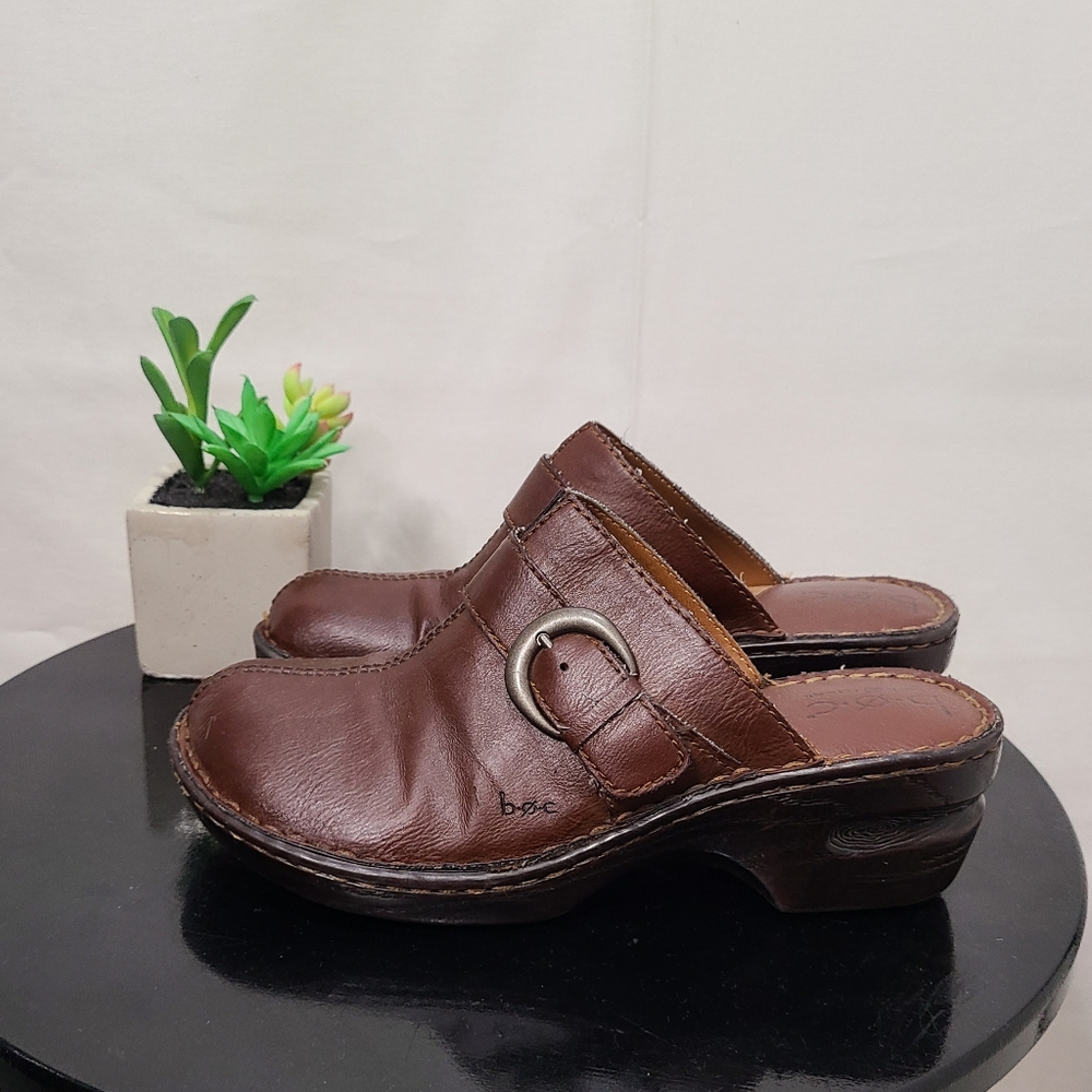 Born Brown Leather Clogs